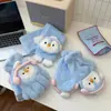 Novas Luvas Quentes de Pinguim Desenho Animado Fofo para Meninas Outono e Inverno Cachecol Recheado Luvas de Ciclismo à Prova de Vento e Frio