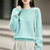 Otoño e invierno 2026 nuevo estilo suéter de punto de lana polar cosido para mujer cuello redondo suéter holgado ropa de mujer top de manga larga