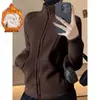 Chamarra de Yoga con Forro de Polar Otoño Invierno Cuello Alto Cremallera Ropa de Fitness Adelgazante Calidez Top Deportivo Manga Larga Chamarra de Running