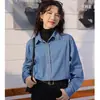 Foto Real de Camisa Jeans Azul para Mulheres, Estilo Outono 2025, Top Chique, Camisa Estilo Vintage de Hong Kong, Outro Algodão