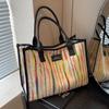 Bolsa de Lona para Mulheres, Grande Capacidade, Novo Modelo 2026, Bolsa de Ombro Versátil para o Verão, Moderna e Popular, Adequada para Aula e Trajeto Bolsa Tote