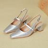 Sandalias francesas Mary Jane Baotou para mujer, tacón grueso, verano 2025, nuevo, plateado, hueco en la parte trasera, zapatos individuales con correa, tacones altos