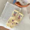 Meias Usachi para Mulheres no Outono e Inverno Desenho Animado Fofo Forradas com Lã Espessadas Quentes Meias para Chão de Casa Meia de Cano Médio Veludo Coral