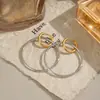Brincos de Argola Grande Bicolor Exagerados em Aço Inoxidável Transfronteiriços com Pingente Ouro 18K High-End Estilo Ins Brincos que Preservam a Cor para Mulheres
