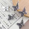 Pulseira DIY de prata tibetana conta borboleta pingente prata antiga borboleta estéreo furo passante material para miçangas liga acessórios para miçangas