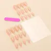 Esmalte de Unha Vestível Europeu e Americano Atacado Nude Glitter Manicure Francesa Esmalte de Unha Pronto Exportação Transfronteiriça Esmalte de Unha Falso 24 Peças