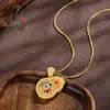 Mismo estilo que la tienda de oro, oro de arena método antiguo, lleno de fortuna y prosperidad, colgante de calabaza giratoria, estilo chino nuevo, colgante doble de calabaza de fortuna y prosperidad