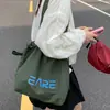 Bolsa de Ombro Estilo Preguiçoso Transfronteiriça Estampada Bolsa Tote de Grande Capacidade Cor Doce Bolsa de Lona Feminina Bolsa de Tecido Bolsa de Braço