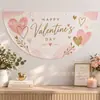 Bandera de Abanico de Medio Círculo Popular Transfronteriza para el Día de San Valentín, Tela Romántica de Corazón de Amor para Colgar en la Pared, Decoración para Fiestas Festivas, Fondo para Fotos