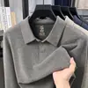 Estilo Old Money Otoño Nuevo Camisa Polo de Manga Larga para Hombre 2026 Nuevo Cuello Abatible Casual Simple Color Sólido Camiseta para Hombre