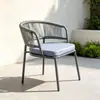 Silla de ratán para patio exterior, mesa y sillas de ocio, balcón al aire libre de jardín para el hogar, silla creativa con respaldo de cuerda para casa de huéspedes, mesa de café pequeña
