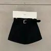 Novedad 2025 Pantalones Cortos de Lana para Mujer, Shorts de Traje Adelgazantes de Cintura Alta para Otoño e Invierno, Pantalones Casuales de Pierna Ancha, Shorts tipo Bota con Cinturón