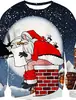 Europa Transfronteriza Sudadera con Capucha Redonda Divertida de Papá Noel Impresión 3D para Hombre Primavera Otoño Holgada Manga Larga Pulóver Comercio Exterior