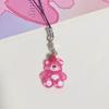 Lindo llavero de oso de fresa dulce de dibujos animados para teléfono móvil, cuerda para estudiante, colgante de corazón para chica ins, pequeño regalo para novias, cadena para teléfono móvil