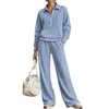 Conjunto Deportivo Casual Transfronterizo Nuevo 2026: Conjunto de Dos Piezas de Sudadera con Cuello Alto y Bloques de Color Estilo Europeo y Americano con Pantalones de Pierna Ancha