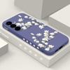 Funda Protectora de Silicona Líquida Blanca Flor de Magnolia Todo Incluido para Teléfono Móvil Samsung S26Ultra S24Fe Anti-Caídas A55