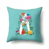 Fronha de Poliéster Flor Fresca Decorativa para Casa Fronha Estampada 26 Letras Inglesas Capa de Almofada QTB18