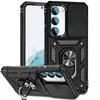 Capa com Janela Deslizante de Grau Militar Adequada para Samsung S26, Porta Anel S25Plus Ultra à Prova de Quedas de Grau Militar, Capa de Celular com Suporte S24 com Atração Magnética