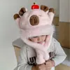 Sombrero con Orejas Móviles de Celebridad de Internet, Bufanda, Guantes, Sombrero de Peluche Todo en Uno, Lindo Sombrero Cálido de Invierno para Ciclismo para Niños y Niñas