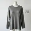 Camiseta de manga larga para mujer de seda de morera Tencel, estilo suelto y relajado otoño/invierno, prenda básica de cuello redondo, top adelgazante y versátil