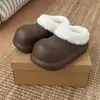 Pantuflas de Algodón Cerradas con Forro de Felpa para Mujer, Para Uso Interior/Exterior en Invierno, Modernas, Casuales, Antideslizantes, Impermeables, de Suela Gruesa, Zapatos de Algodón Calientes para el Hogar