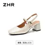 Zhr Sandalias Mary Jane de Tacón Grueso para Mujer 2026 Verano Nuevo Estilo Sandalias de Tira Única con Espalda Abierta Sandalias Elegantes de Tacón Alto
