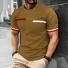 Europa Transfronteriza Verano Nuevo Venta Caliente Rayas Impresión Digital 3D Casual Diario Moda Tendencia Camiseta de Manga Corta para Hombre