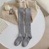 Calcetines nuevos de invierno 2023, serie marrón, de lana para mujer, hasta la rodilla, estilo universitario, adelgazantes, con doble aguja.