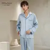 Nuevo Modelo 2026 Pijama de Seda de Peso Pesado de 19 Momme para Hombre, Conjunto de Ropa de Casa de Manga Larga y Pantalón Largo 100% Seda de Morera para Primavera y Verano