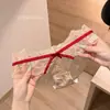 Fio mesclado de cor contrastante~Calcinha de renda para mulheres, design sexy de laço cruzado, fio dental feminino puro e desejável de cintura baixa