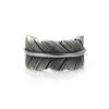 Anillo de Pluma de Ángel Guardián Vintage un Par de Moda Moda Anillo Abierto Plata Tailandesa Imitación Anillo de Pareja Vieja