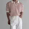 Camiseta Masculina de Verão Fina Malha Gola Polo Manga Curta Estilo Old Money Maduro Leve Tendência Cool Casual Versátil