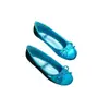 Bailarinas Azules para Mujer 2026 Primavera/Verano Nuevos Zapatos Planos Poco Profundos de Punta Redonda para Ponerse sin Cordones con Lazo Zapatos Planos de Abuela