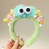 Faixa de cabeça fofa com orelhas de panda para lavar o rosto, faixa de cabeça de pelúcia de desenho animado com coroa alta para mulheres, faixa para maquiagem e lavar o cabelo, acessório de cabelo