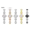 Reloj de Mujer Scottie Personalizado OEM 9695 Lujo Ligero Madreperla Natural Incrustado de Diamantes Trébol de Cuatro Hojas Reloj de Mujer Al Por Mayor