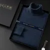 Caja de Regalo Suéter de Cachemira para Hombre de Edad Media y Joven Punto de Cuello Alto Otoño e Invierno Estilo Nuevo Suéter de Lana de Alta Gama como Capa Base