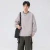 Suéter Trendy Estilo Americano Sem Capuz para Meninos Primavera Outono Inverno Camisa Base Pesada High Street Gola Careca Pulôver Roupas Preguiçosas