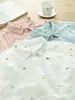 Camisa de Gasa de Algodón de Doble Capa con Mangas Largas y Divertido Bordado de Pony de Dibujos Animados, Suave, Amigable con la Piel, Ligera, Transpirable, Top Holgado de Algodón Puro