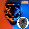 Máscara Halloween Luminosa Transfronteriza El Luz Fría Negra Forma de V Cara de Fantasma de Terror Accesorios de Fiesta Danza Led