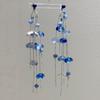 Aretes de Borla Únicos Flor Azul Azul Flotante Plateado Aretes Artísticos Japoneses de Invierno