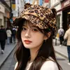 Boné de beisebol de verão com estampa de zebra, estilo nicho, boné estilo bico de pato com estampa de leopardo, boné octogonal para cosplay com orelhas exclusivas, estilo coreano para mulheres com rostos pequenos