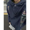 Sudadera con capucha American cleanfit de otoño para hombre, marca de moda, sentido del diseño, estilo étnico, patchwork, cuello alto, estilo rebelde, guapo, jersey