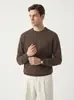 Top de punto de cuello redondo para hombre estilo American Old Money para otoño e invierno, capa base cálida casual de negocios