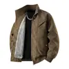 Casaco Masculino Solto de Algodão para Outono e Inverno, Jaqueta Casual Plus Size com Gola Reversível ou Gola Alta, à Prova de Vento e Quente