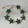 Lingge Joias Estilo Francês de Personalidade Cruzada Europeia e Americana Pulseira Flor de Quatro Pétalas Pulseira de Corrente Flor Incrustada com Strass de Luxo Leve