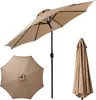 Sombrilla de Patio de 2.7M con Inclinación de Botón y Manivela, Sombrilla para Exteriores con Poste Central de Protección UV, Toldo Práctico para Todo Clima para Patio Trasero, Piscina, Jardín y Uso al Aire Libre