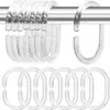 Barra para Cortina de Ducha de Baño Anillos de Cortina de Ducha de Plástico Ganchos Anillos Transparentes 12 Piezas Blíster Embalaje Exquisito Venta al por Mayor de Fábrica