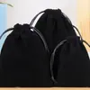 Bolsa de Veludo com Cordão Bolsa para Joias Armazenamento de Fones de Ouvido Pequena Bolsa de Tecido Bolsa de Veludo Preto com Cordão