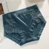 Ropa interior de seda de hielo sin costuras con lazo, talla grande, encaje de satén, control de abdomen de alta elasticidad, parte inferior cálida, tangas finas para mujer