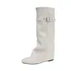 Botas de Cavaleiro Confortáveis Estilo Novo Slim Salto Escondido Pretas Versáteis Botas de Cano Alto 6cm Botas Longas para Mulheres Uso Dupla Face Bico Quadrado Retrô